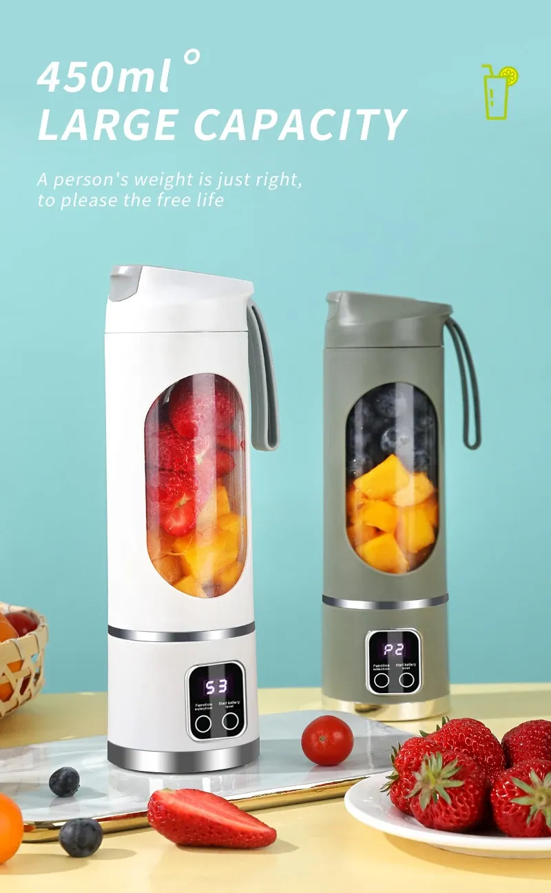 Portable 450ml Electric Juicer Blender with 10 Blades, USB Rechargeable, Ice Crusher for Smoothies & Fresh Juice - Ideal for Travel & Gym showcase 5
