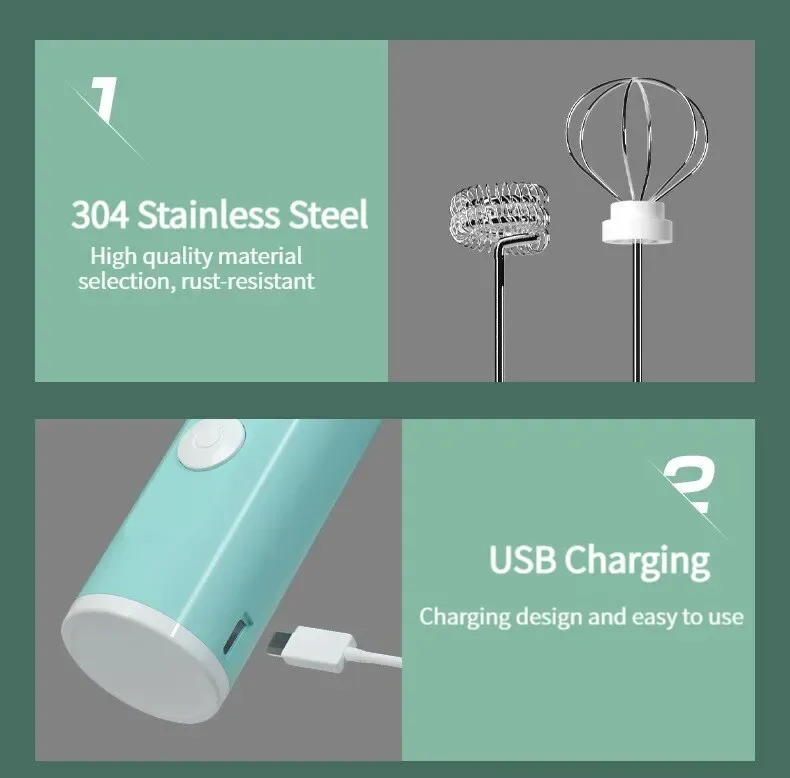 Portable Electric Milk Frother & Egg Beater - USB Rechargeable Handheld Coffee Blender Mixer for Lattes, Cappuccinos, Shakes, and More - Kitchen Gadget showcase 6