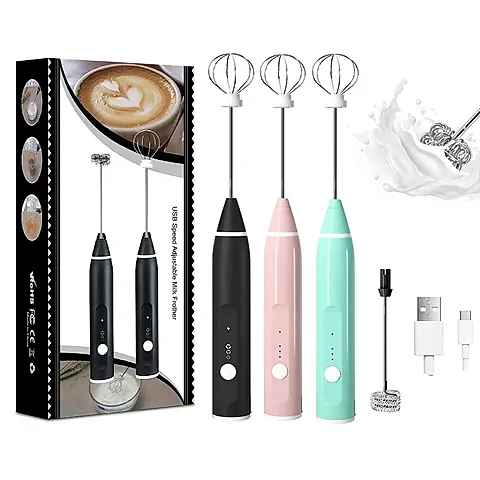 Portable Electric Milk Frother & Egg Beater - USB Rechargeable Handheld Coffee Blender Mixer for Lattes, Cappuccinos, Shakes, and More - Kitchen Gadget