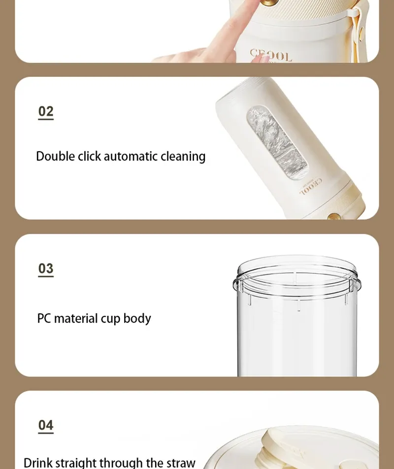 Portable Electric Blender 350ML Juicer Cup - USB Rechargeable Fruit Mixer for Smoothies & Juices, 4/10 Blades, Compact & Travel-Friendly showcase 20
