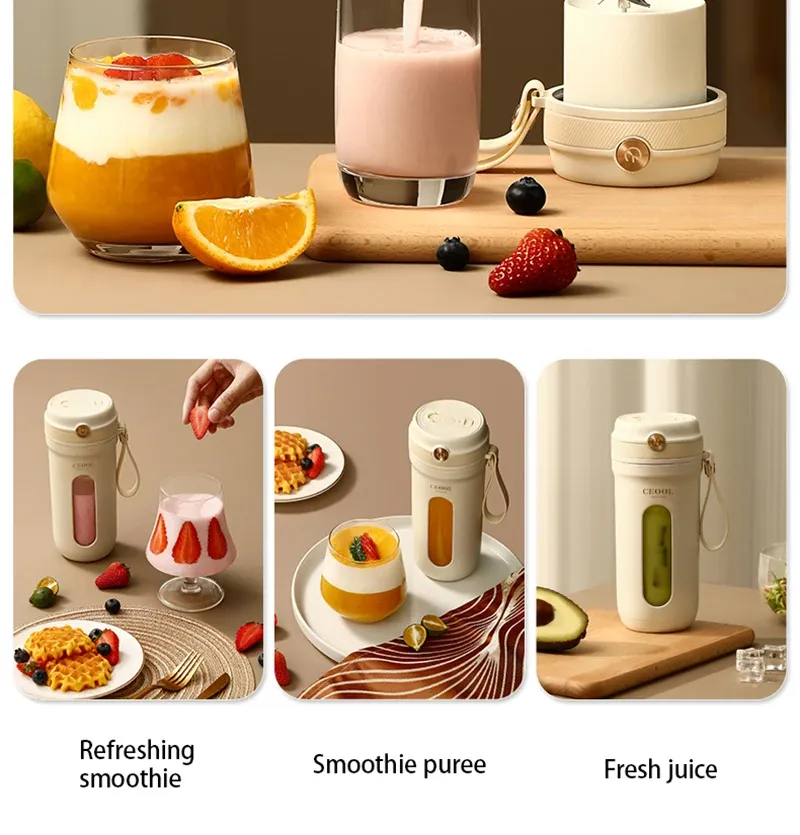 Portable Electric Blender 350ML Juicer Cup - USB Rechargeable Fruit Mixer for Smoothies & Juices, 4/10 Blades, Compact & Travel-Friendly showcase 10