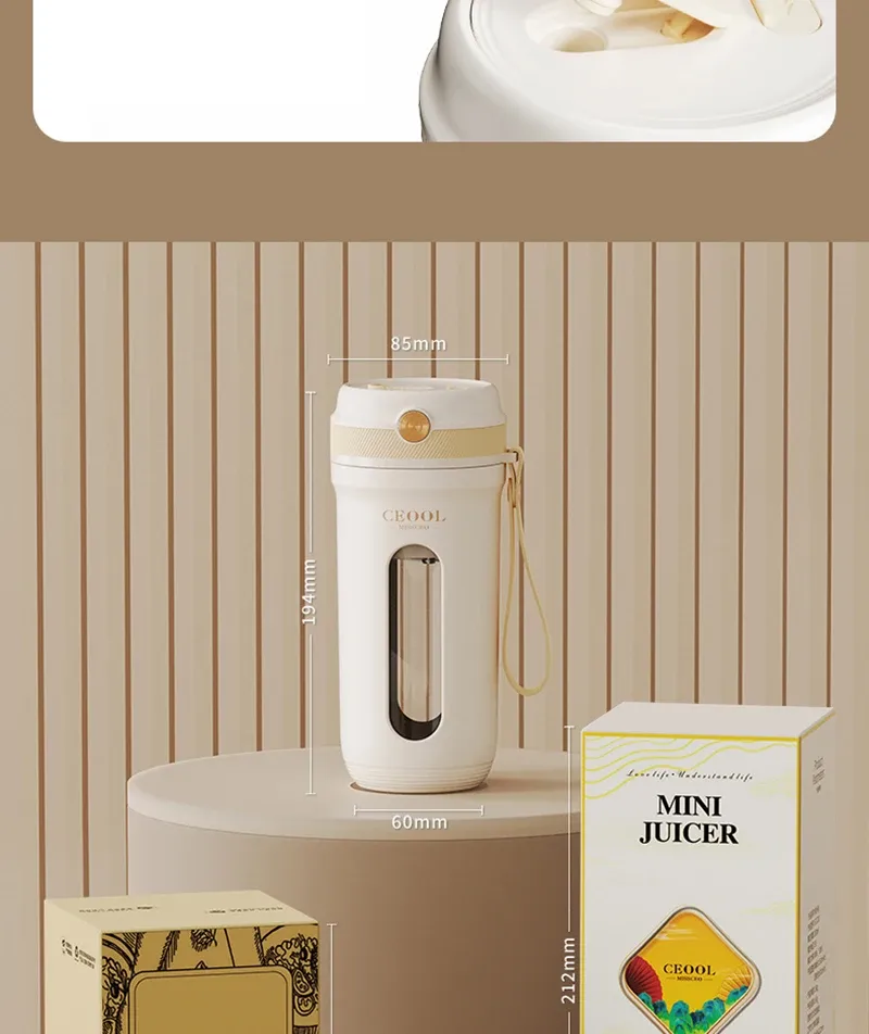 Portable Electric Blender 350ML Juicer Cup - USB Rechargeable Fruit Mixer for Smoothies & Juices, 4/10 Blades, Compact & Travel-Friendly showcase 21