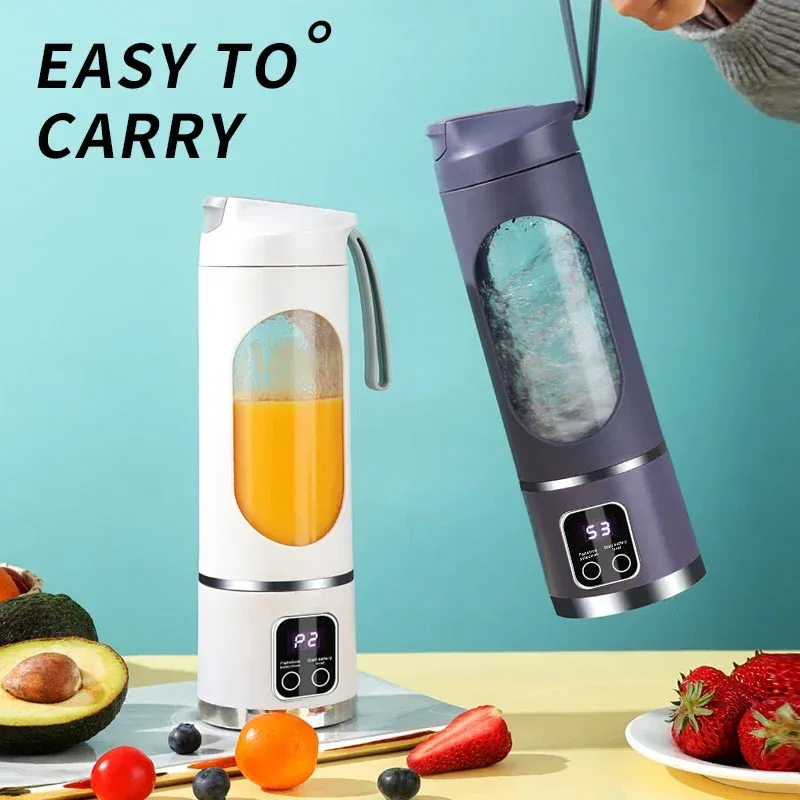 Portable 450ml Electric Juicer Blender with 10 Blades, USB Rechargeable, Ice Crusher for Smoothies & Fresh Juice - Ideal for Travel, Gym, and Home Use