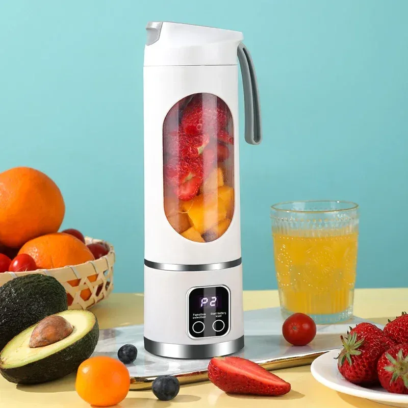 Portable 450ml Electric Juicer Blender with 10 Blades, USB Rechargeable, Ice Crusher for Smoothies & Fresh Juice - Ideal for Travel, Gym, and Home Use thumbnail 5