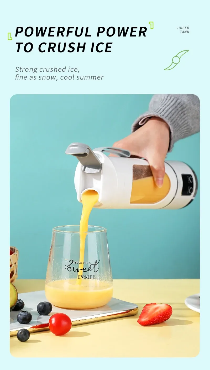 Portable 450ml Electric Juicer Blender with 10 Blades, USB Rechargeable, Ice Crusher for Smoothies & Fresh Juice - Ideal for Travel, Gym, and Home Use showcase 7