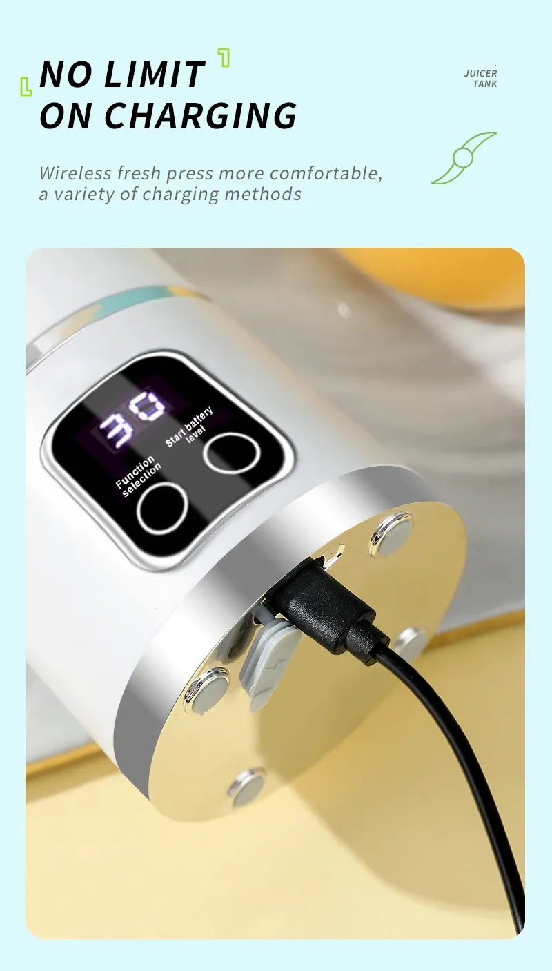 Portable 450ml Electric Juicer Blender with 10 Blades, USB Rechargeable, Ice Crusher for Smoothies & Fresh Juice - Ideal for Travel, Gym, and Home Use showcase 9