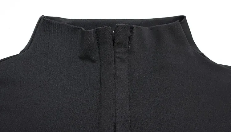 CNYISHE Women's Chic Solid Button High Collar Short Sleeve Sheath Dress - Trendy Sexy Club Hip Wrap Skinny Outfits showcase 31