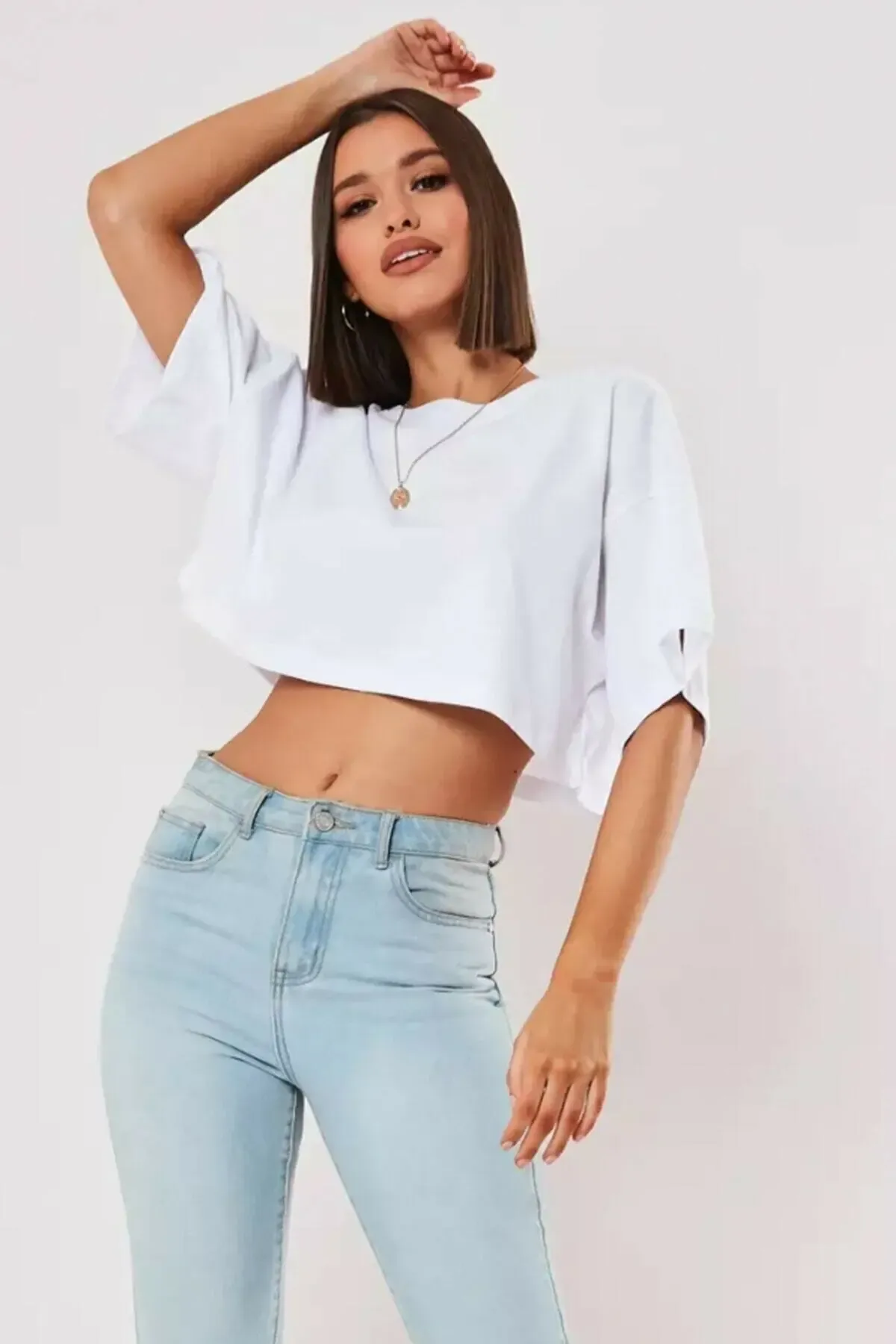 Women's Cotton Crop Top Short Sleeve Yoga Fitness T-Shirt - Loose Fit Gym Workout Shirt for Dance and Running showcase 8