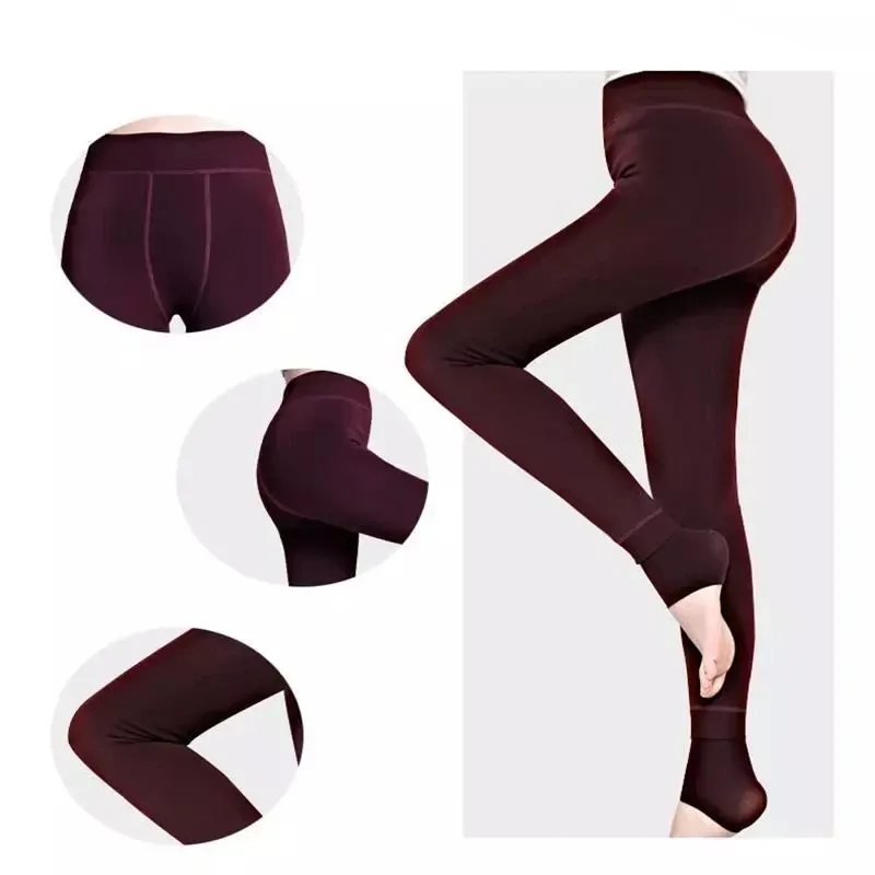 Plus Size Women's Warm Velvet Leggings - High Waist, Thick Winter Pants for Comfort and Style - Image 3
