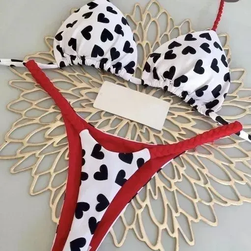 Women's Bikini Set Split Print Swimwear - Fashionable G-String Beach Holiday Swimsuit with Chest Pad, Quick Drying, High Elasticity showcase 8
