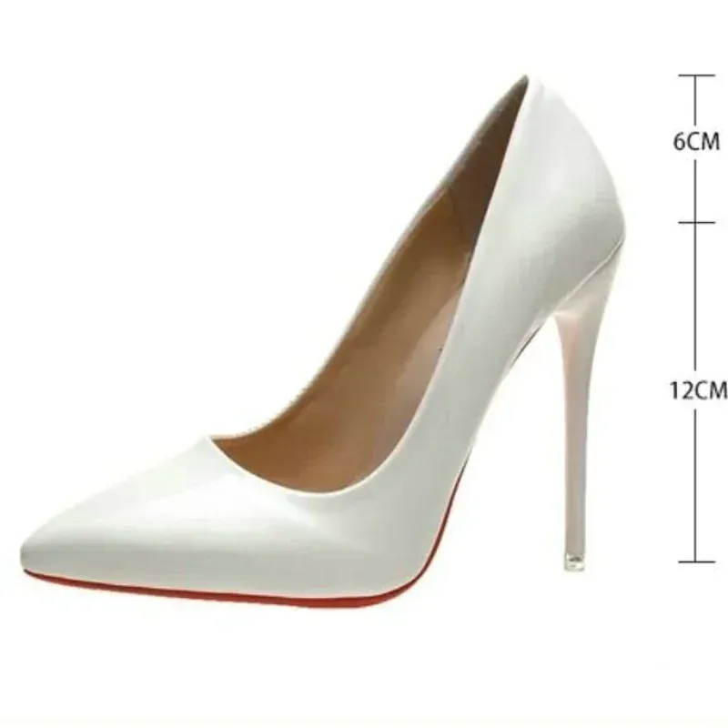 Women's Sexy Red Bottom High Heels Pumps - 12cm Stiletto Pointed Toe Wedding Dress Shoes, Available in Nude & Black thumbnail 3