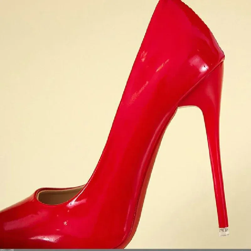 Women's Sexy Red Bottom High Heels Pumps - 12cm Stiletto Pointed Toe Wedding Dress Shoes, Available in Nude & Black showcase 23