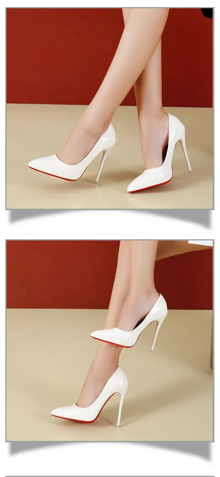 Women's Sexy Red Bottom High Heels Pumps - 12cm Stiletto Pointed Toe Wedding Dress Shoes, Available in Nude & Black showcase 3