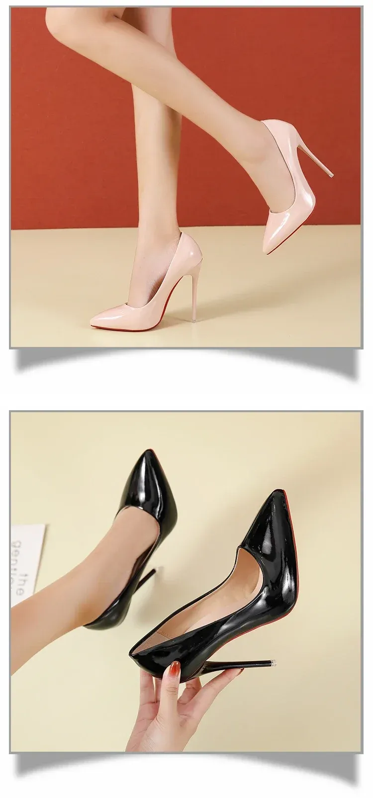 Women's Sexy Red Bottom High Heels Pumps - 12cm Stiletto Pointed Toe Wedding Dress Shoes, Available in Nude & Black showcase 13