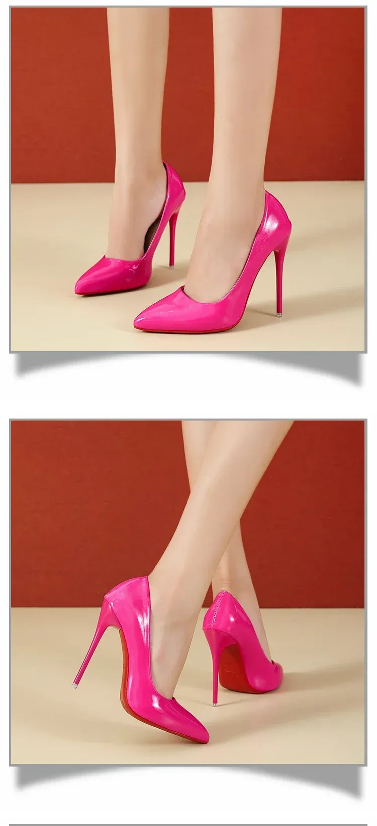 Women's Sexy Red Bottom High Heels Pumps - 12cm Stiletto Pointed Toe Wedding Dress Shoes, Available in Nude & Black showcase 5