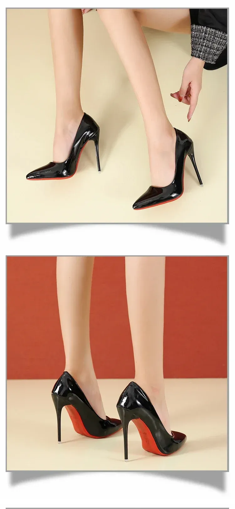 Women's Sexy Red Bottom High Heels Pumps - 12cm Stiletto Pointed Toe Wedding Dress Shoes, Available in Nude & Black showcase 14