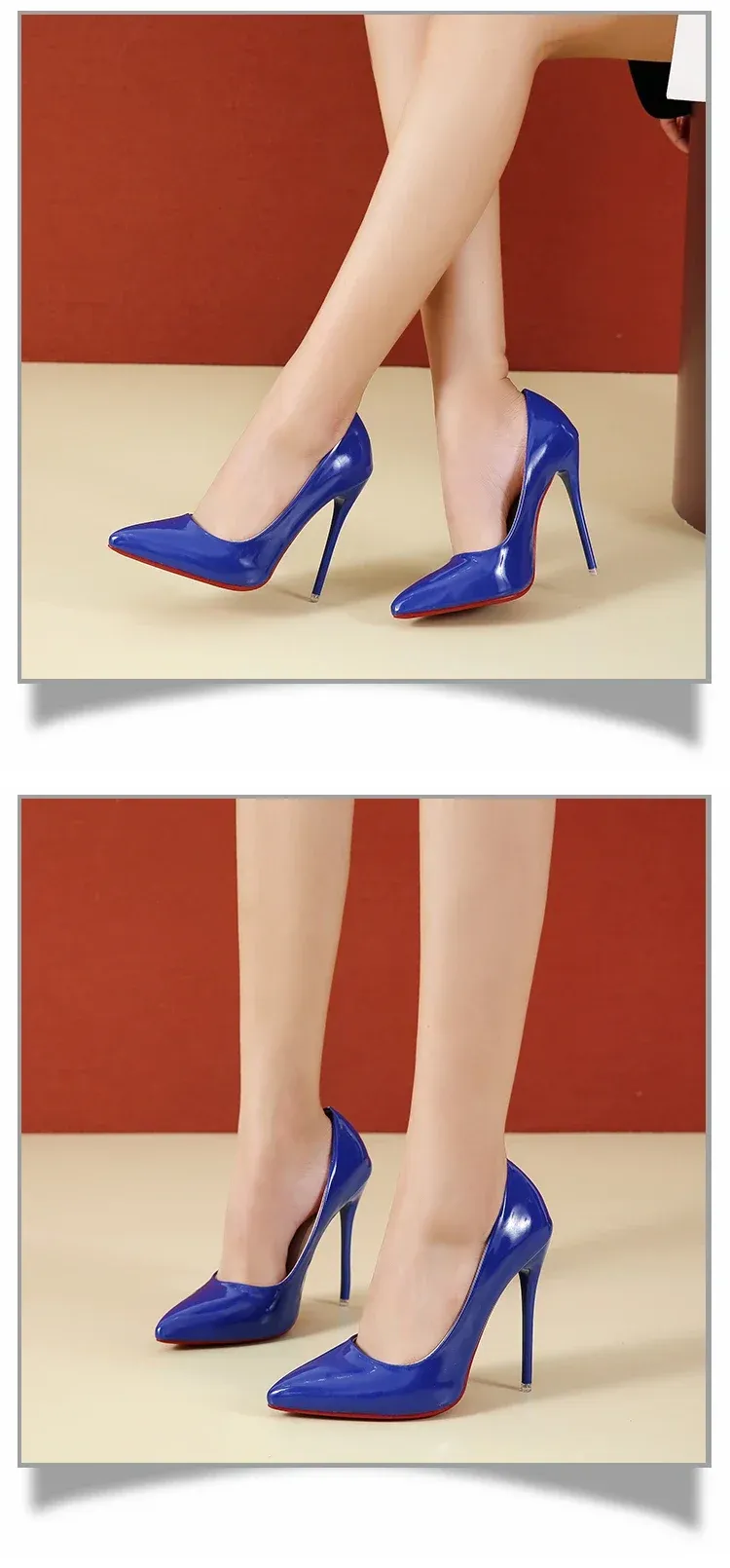 Women's Sexy Red Bottom High Heels Pumps - 12cm Stiletto Pointed Toe Wedding Dress Shoes, Available in Nude & Black showcase 9