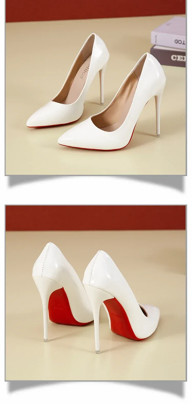 Women's Sexy Red Bottom High Heels Pumps - 12cm Stiletto Pointed Toe Wedding Dress Shoes, Available in Nude & Black showcase 15