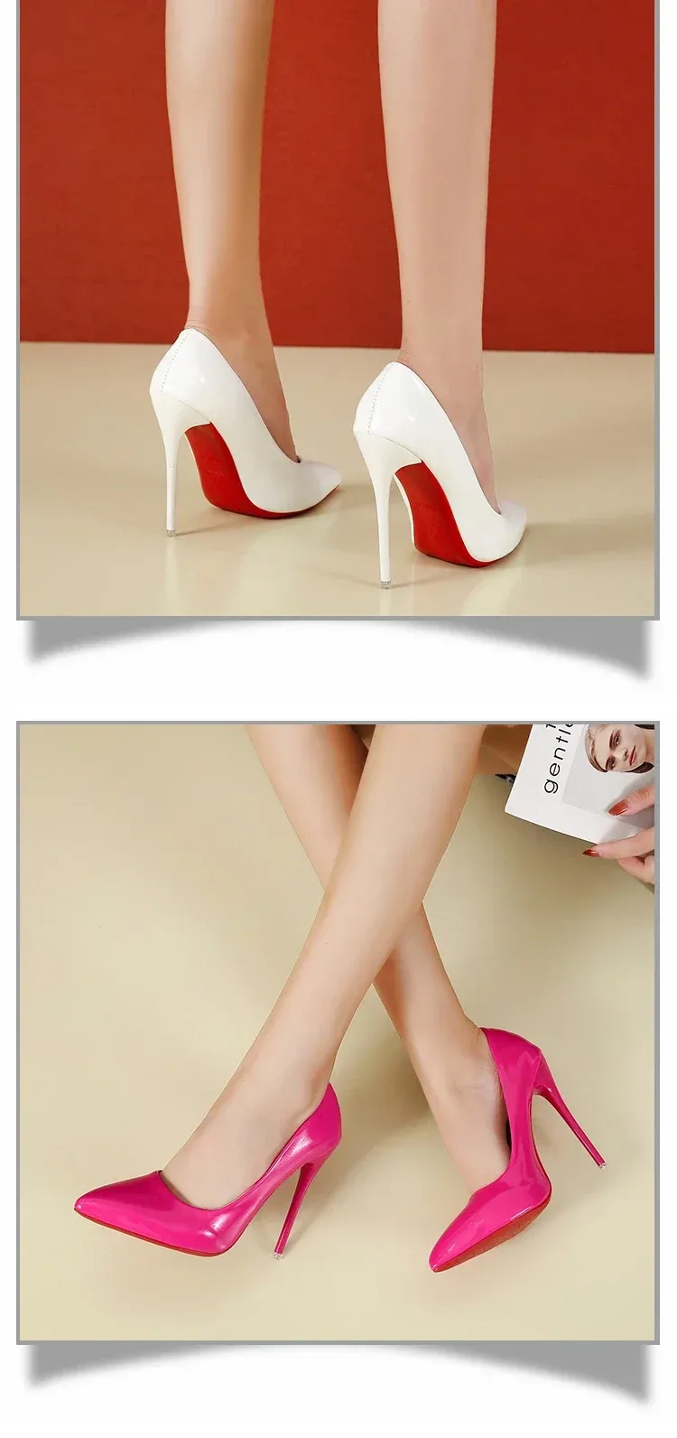 Women's Sexy Red Bottom High Heels Pumps - 12cm Stiletto Pointed Toe Wedding Dress Shoes, Available in Nude & Black showcase 4