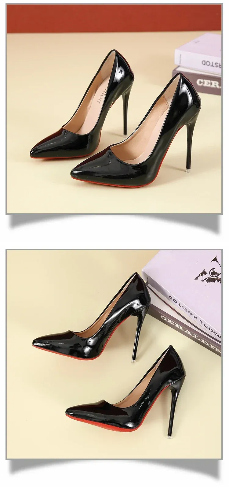 Women's Sexy Red Bottom High Heels Pumps - 12cm Stiletto Pointed Toe Wedding Dress Shoes, Available in Nude & Black showcase 22