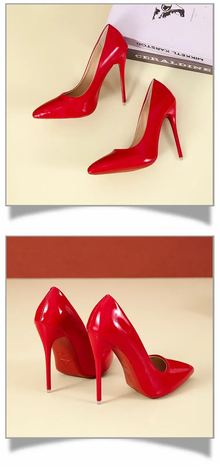 Women's Sexy Red Bottom High Heels Pumps - 12cm Stiletto Pointed Toe Wedding Dress Shoes, Available in Nude & Black showcase 21