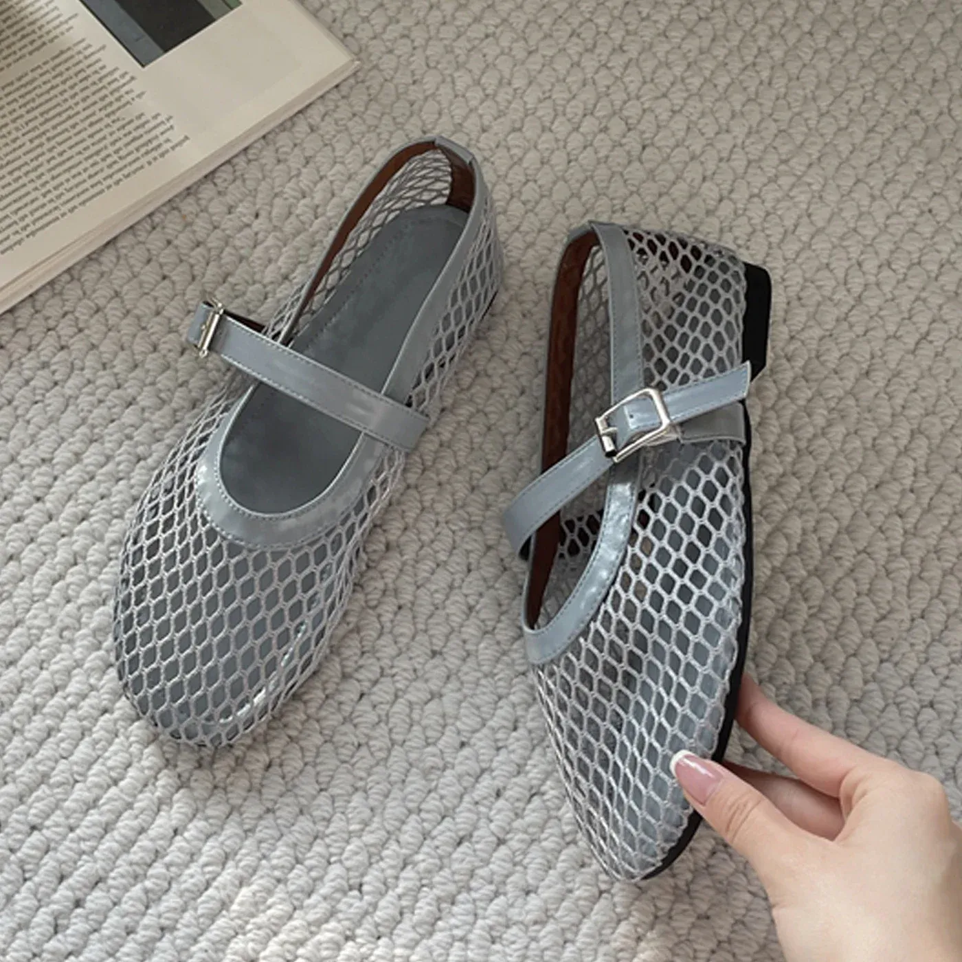 Eilyken Women's Summer Mesh Flat Sandals - Designer Casual Round Toe Buckle Strap Outdoor Dress Shoes - Image 6