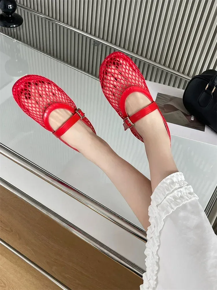 Eilyken Women's Summer Mesh Flat Sandals - Designer Casual Round Toe Buckle Strap Outdoor Dress Shoes showcase 3