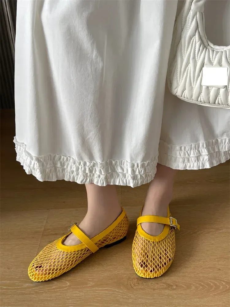 Eilyken Women's Summer Mesh Flat Sandals - Designer Casual Round Toe Buckle Strap Outdoor Dress Shoes showcase 5
