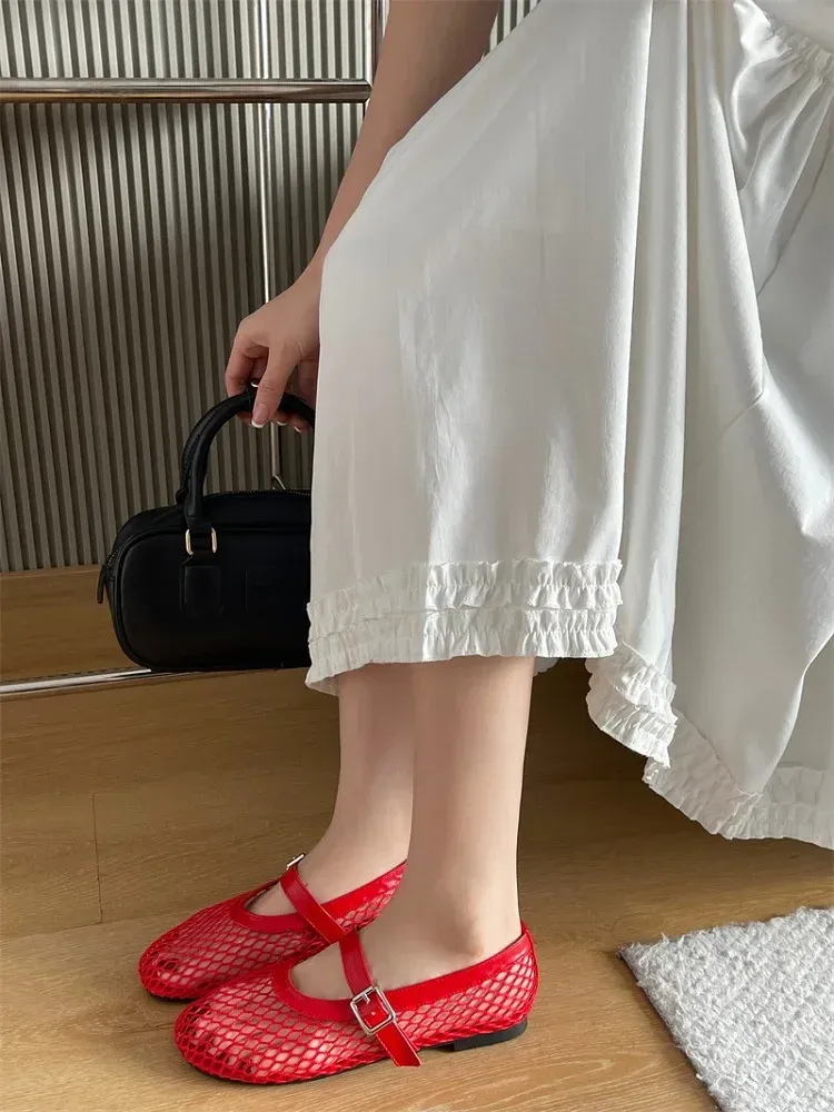 Eilyken Women's Summer Mesh Flat Sandals - Designer Casual Round Toe Buckle Strap Outdoor Dress Shoes showcase 4