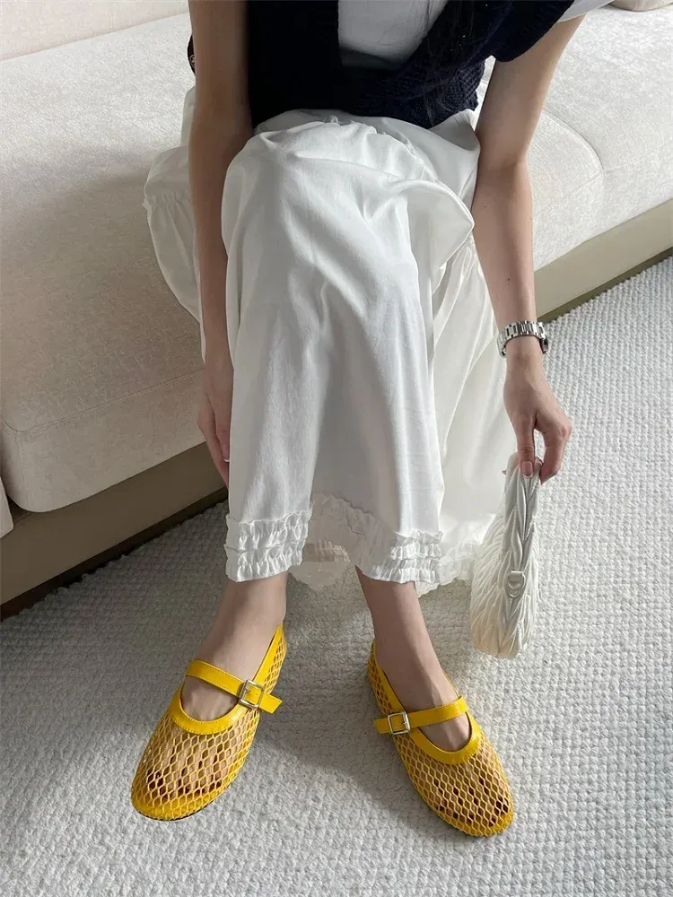 Eilyken Women's Summer Mesh Flat Sandals - Designer Casual Round Toe Buckle Strap Outdoor Dress Shoes showcase 6