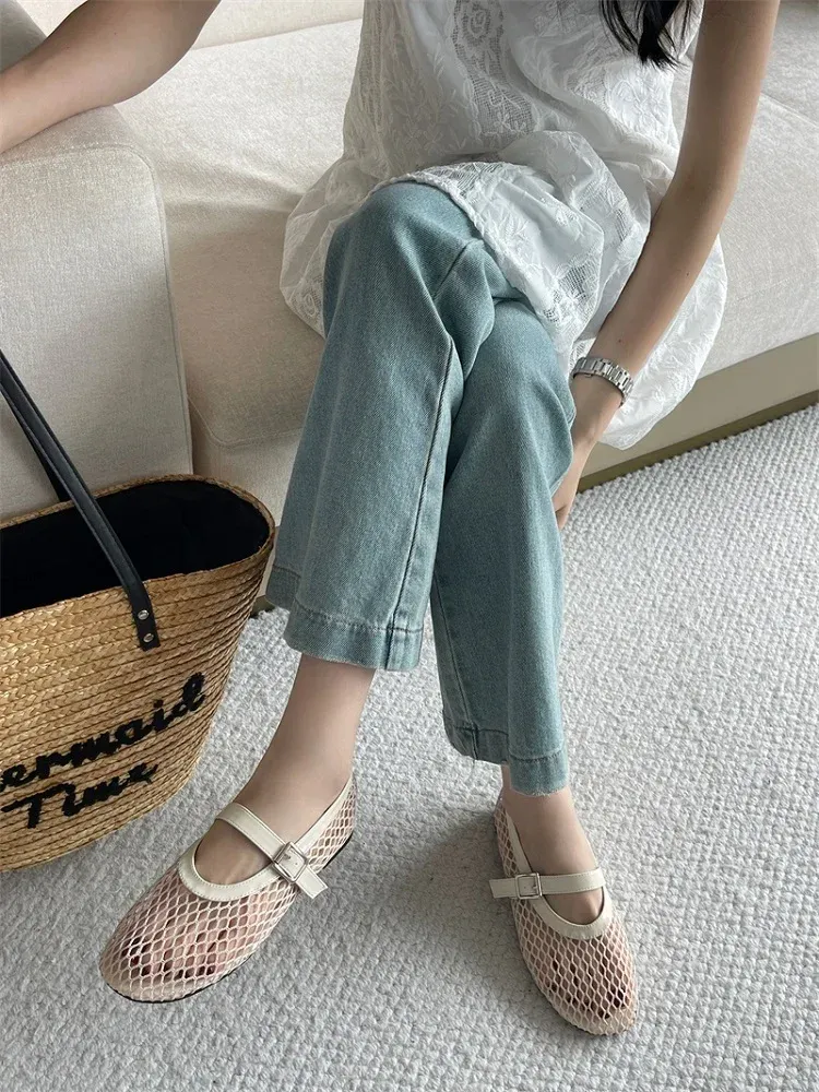 Eilyken Women's Summer Mesh Flat Sandals - Designer Casual Round Toe Buckle Strap Outdoor Dress Shoes showcase 7