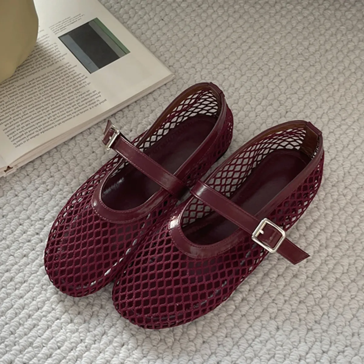 Eilyken Women's Summer Mesh Flat Sandals - Designer Casual Round Toe Buckle Strap Outdoor Dress Shoes showcase 16