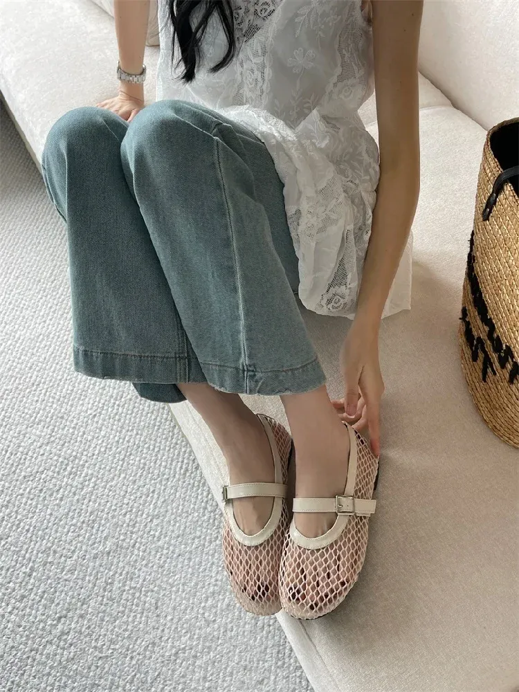 Eilyken Women's Summer Mesh Flat Sandals - Designer Casual Round Toe Buckle Strap Outdoor Dress Shoes showcase 8