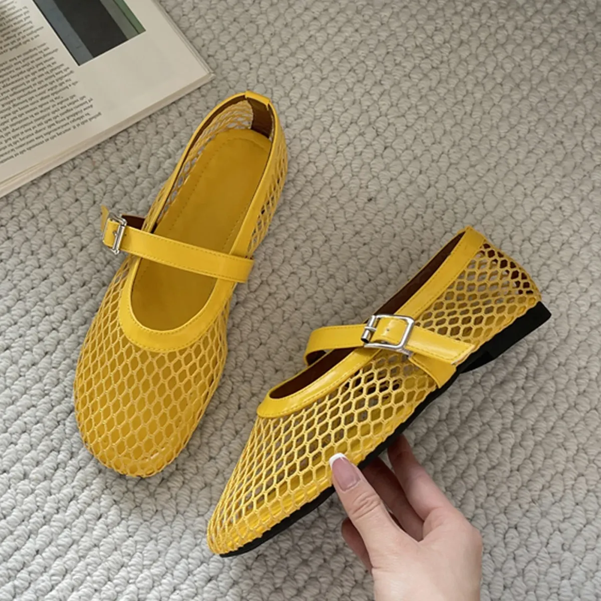 Eilyken Women's Summer Mesh Flat Sandals - Designer Casual Round Toe Buckle Strap Outdoor Dress Shoes showcase 15