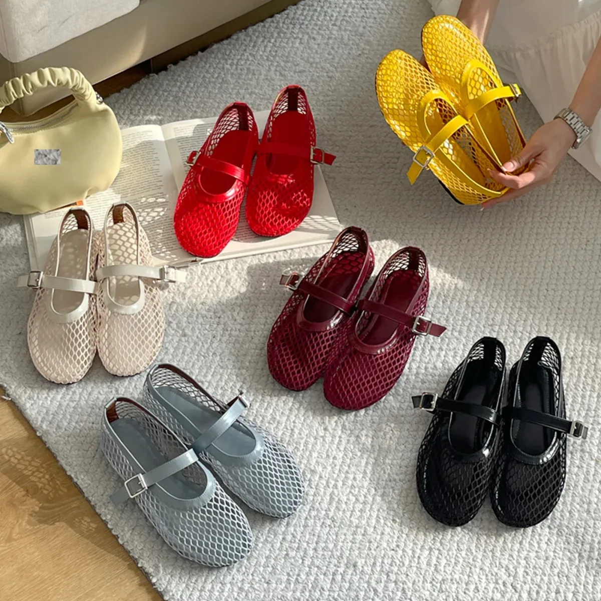 Eilyken Women's Summer Mesh Flat Sandals - Designer Casual Round Toe Buckle Strap Outdoor Dress Shoes showcase 12