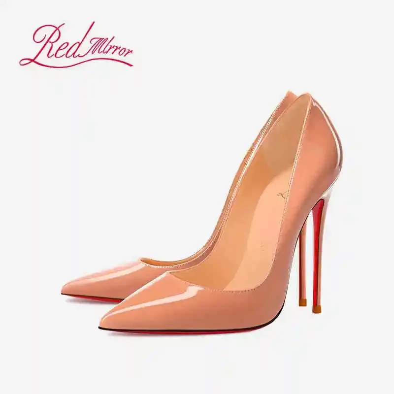 Elegant Women's Pointed Toe High Heel Pumps - Luxury Red Shiny Bottom Party Shoes for Ladies thumbnail 1