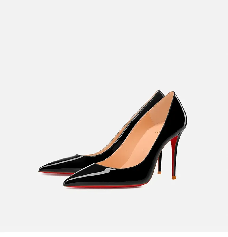 Elegant Women's Pointed Toe High Heel Pumps - Luxury Red Shiny Bottom Party Shoes for Ladies showcase 9