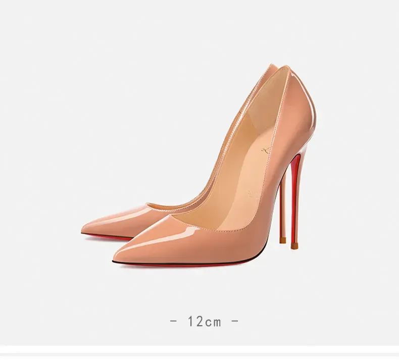 Elegant Women's Pointed Toe High Heel Pumps - Luxury Red Shiny Bottom Party Shoes for Ladies showcase 18