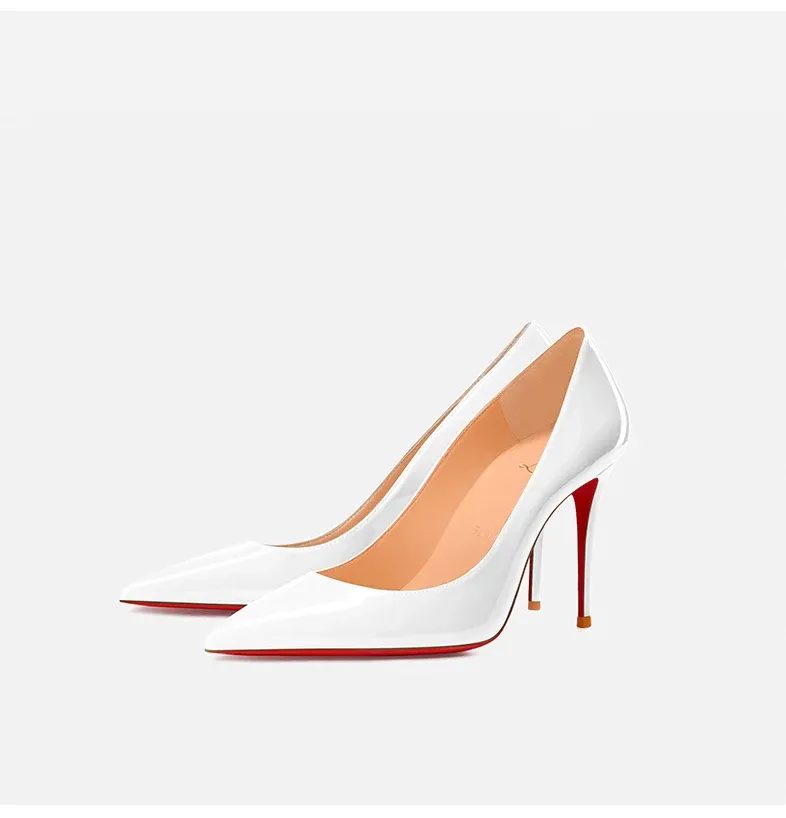 Elegant Women's Pointed Toe High Heel Pumps - Luxury Red Shiny Bottom Party Shoes for Ladies showcase 10