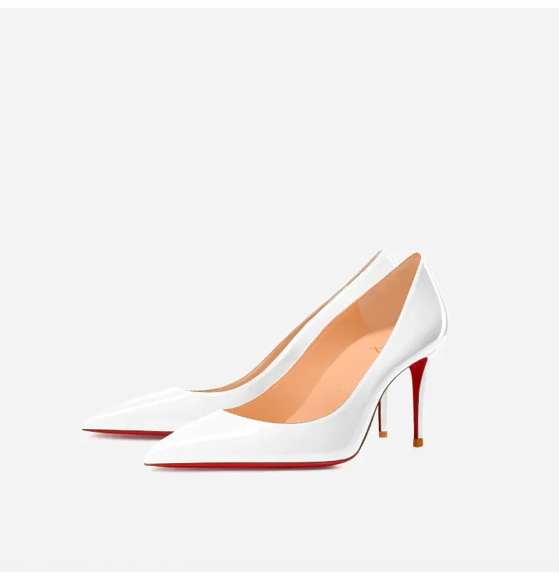 Elegant Women's Pointed Toe High Heel Pumps - Luxury Red Shiny Bottom Party Shoes for Ladies showcase 16
