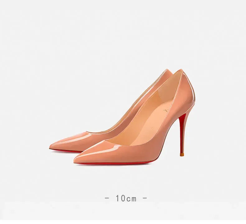 Elegant Women's Pointed Toe High Heel Pumps - Luxury Red Shiny Bottom Party Shoes for Ladies showcase 11