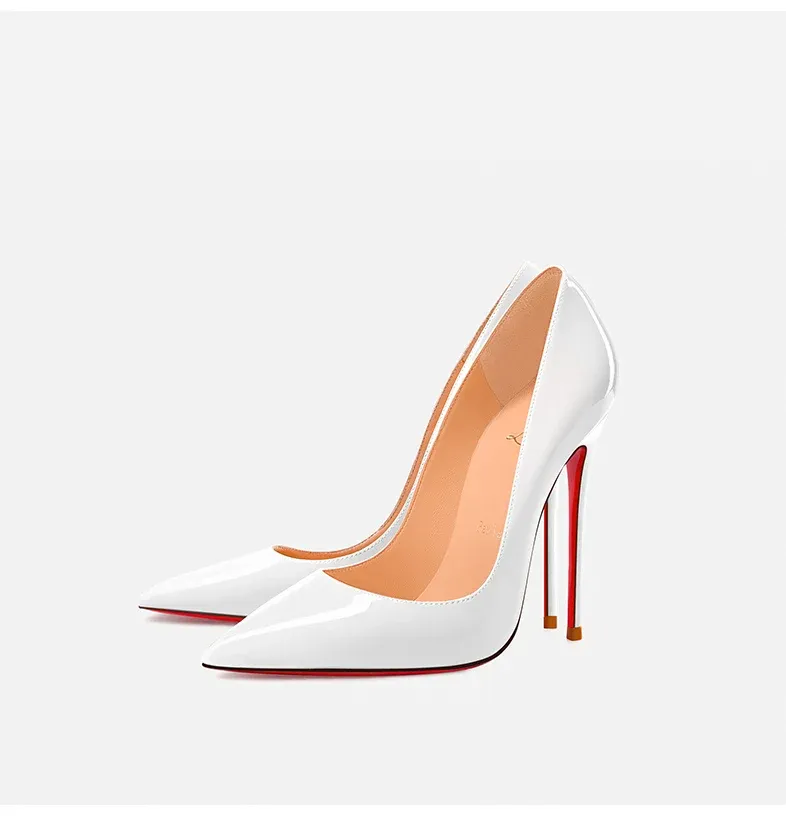 Elegant Women's Pointed Toe High Heel Pumps - Luxury Red Shiny Bottom Party Shoes for Ladies showcase 23