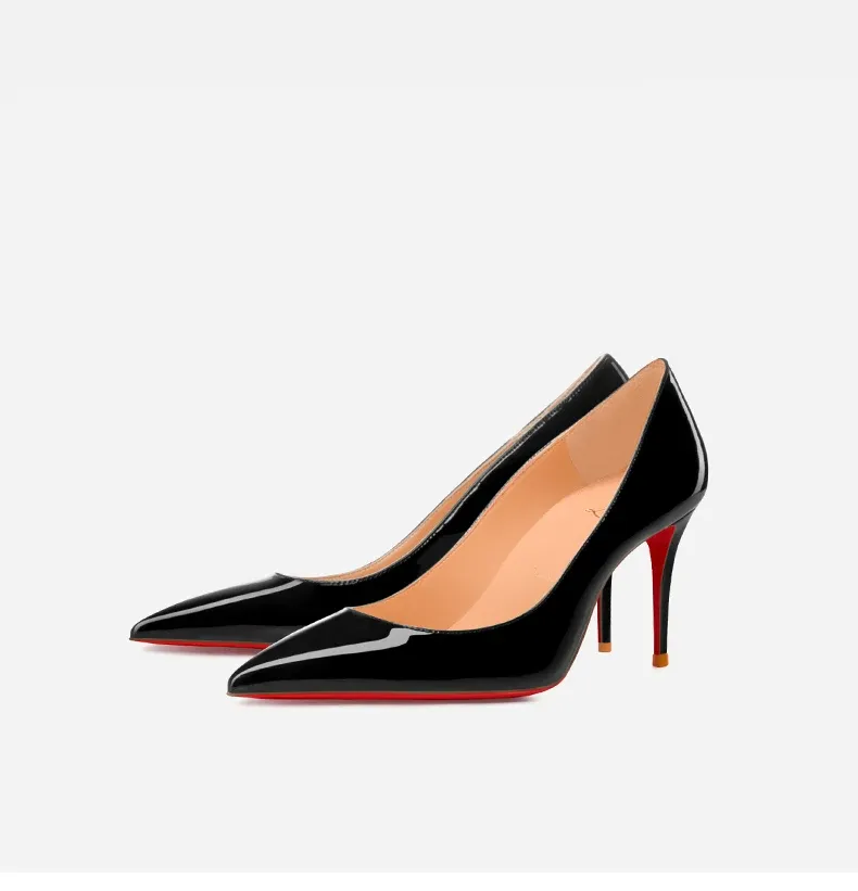 Elegant Women's Pointed Toe High Heel Pumps - Luxury Red Shiny Bottom Party Shoes for Ladies showcase 15