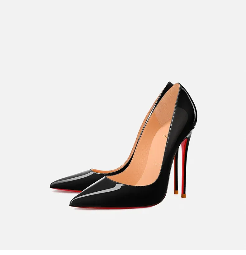 Elegant Women's Pointed Toe High Heel Pumps - Luxury Red Shiny Bottom Party Shoes for Ladies showcase 22