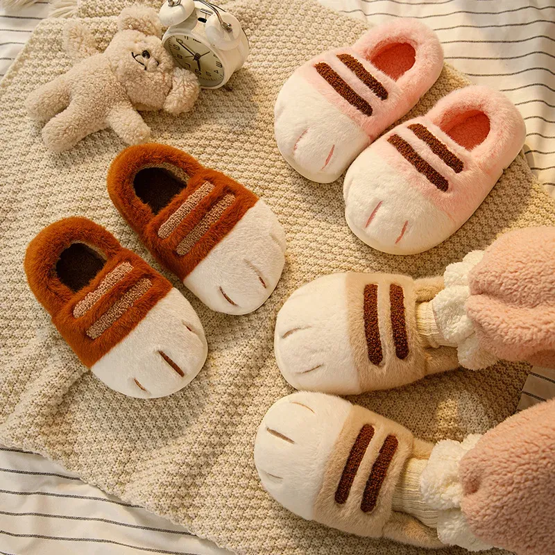 Women's Fluffy Cat Paw Slippers - Cozy Closed Heel Home Shoes, Warm Winter Slip-On Loafers with Animal Claw Design for Ultimate Comfort thumbnail 6