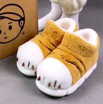 Women's Fluffy Cat Paw Slippers - Cozy Closed Heel Home Shoes, Warm Winter Slip-On Loafers with Animal Claw Design for Ultimate Comfort showcase 32