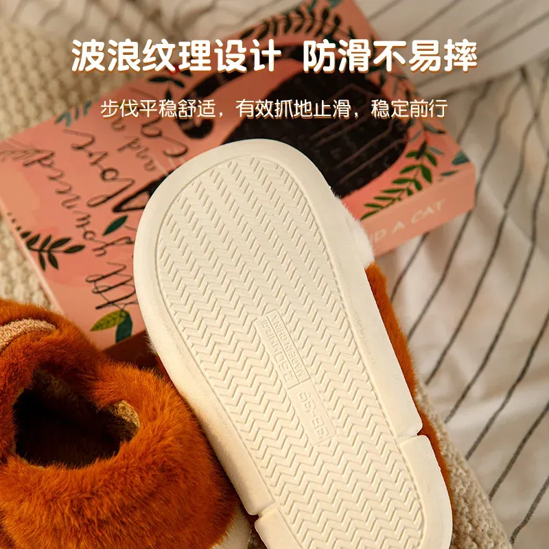 Women's Fluffy Cat Paw Slippers - Cozy Closed Heel Home Shoes, Warm Winter Slip-On Loafers with Animal Claw Design for Ultimate Comfort thumbnail 3