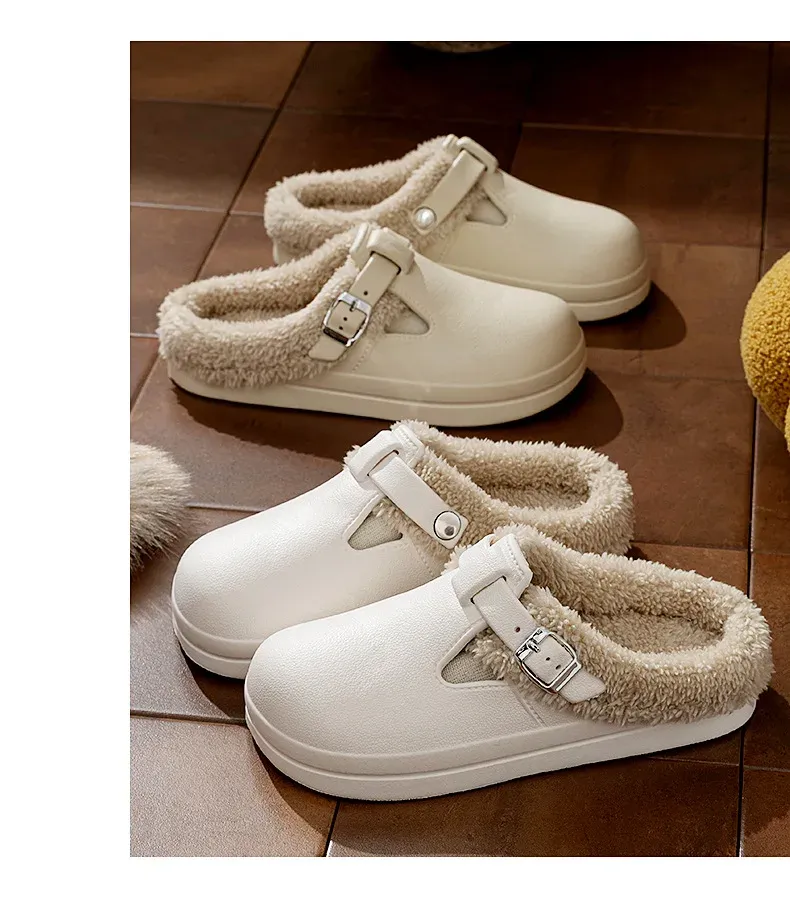 Waterproof EVA Indoor Outdoor Slippers for Women - Warm Plush Winter Shoes with Thick Anti-Slip Sole for Home & Daily Walking showcase 15