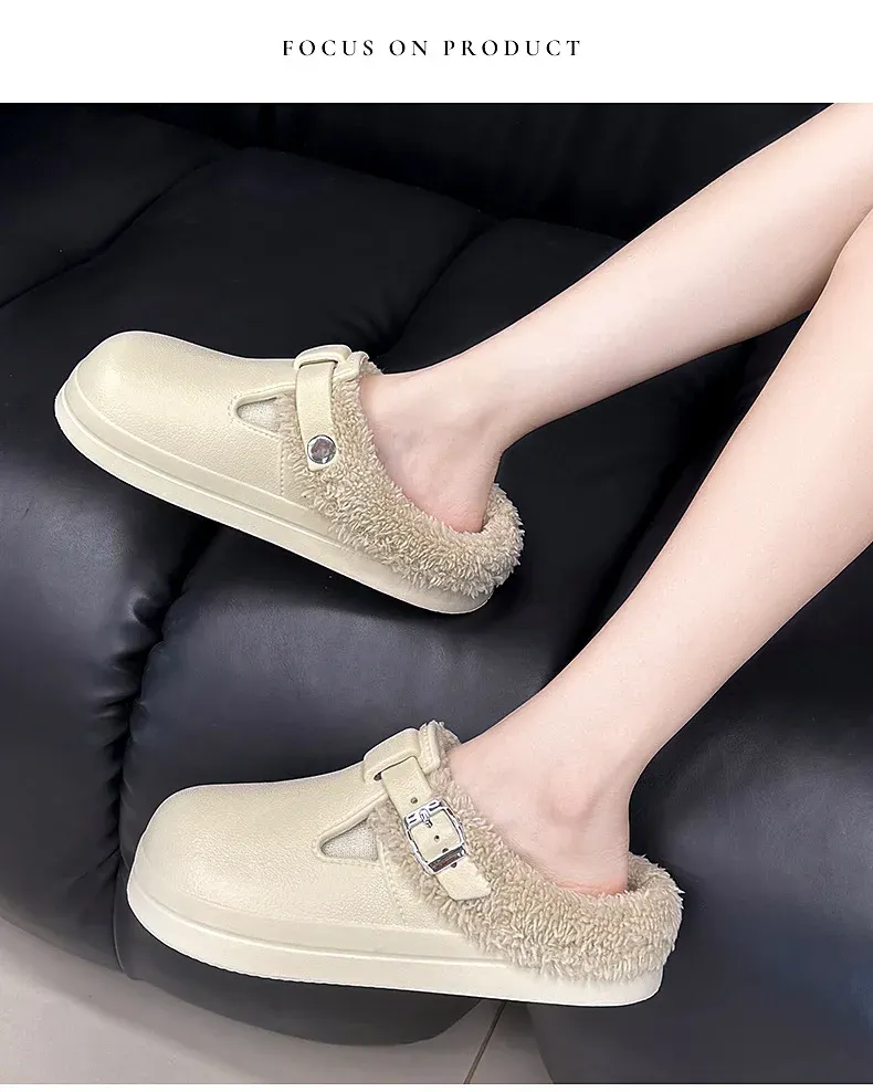 Waterproof EVA Indoor Outdoor Slippers for Women - Warm Plush Winter Shoes with Thick Anti-Slip Sole for Home & Daily Walking showcase 8