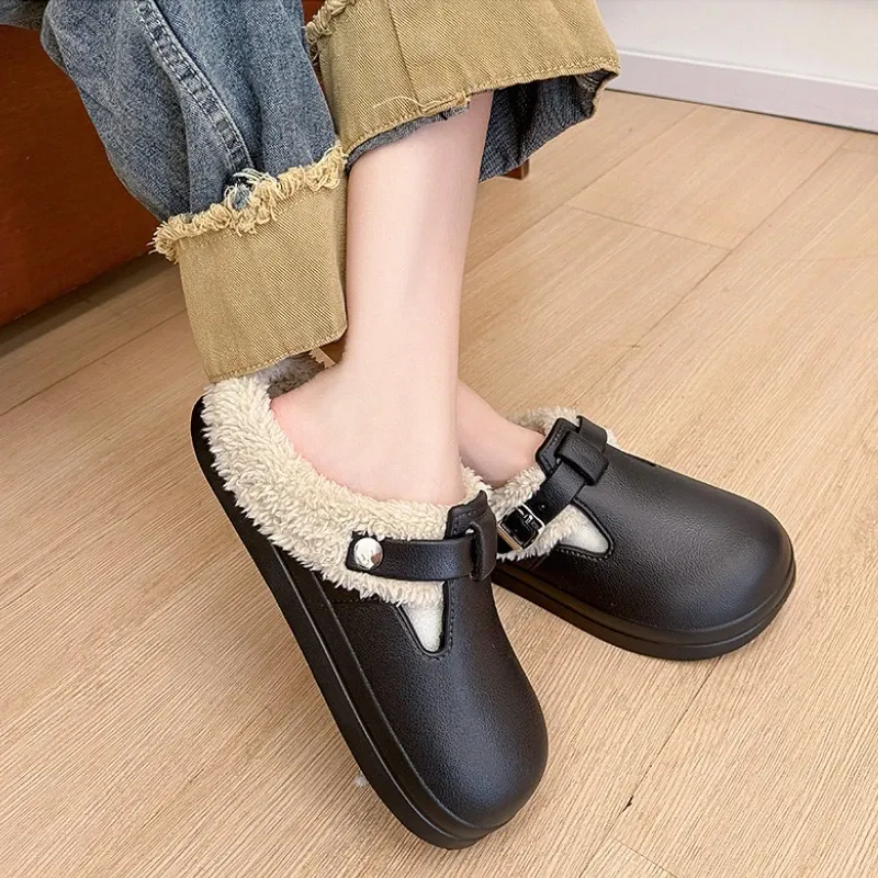 Waterproof EVA Indoor Outdoor Slippers for Women - Warm Plush Winter Shoes with Thick Anti-Slip Sole for Home & Daily Walking thumbnail 3